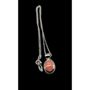 Spiny Oyster Pink Coral Sterling Mexico Pendant Necklace 19" NC 925 Silver Chain